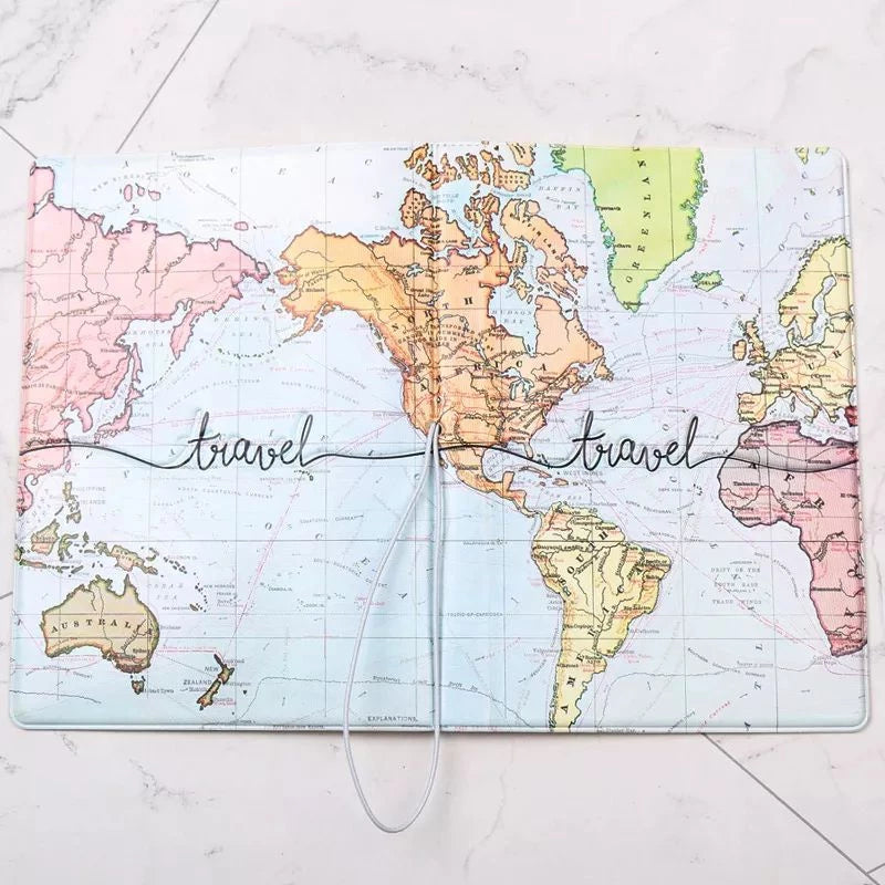 Capa para Passaporte Mapa Mundi