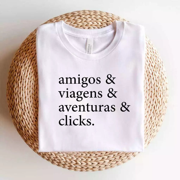 Camiseta Unissex Viagem – 100% Poliéster
