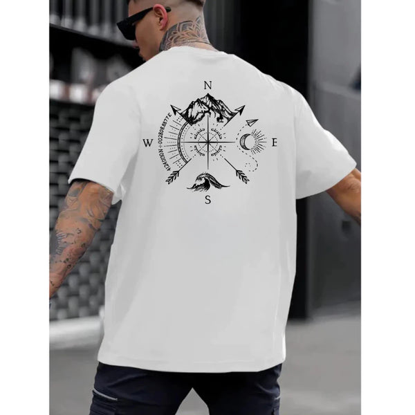 Camiseta Oversized Casual Bússola Montanha